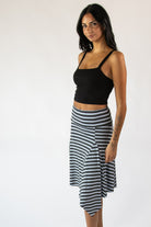 Asymmetrical Stripe Midi Skirt