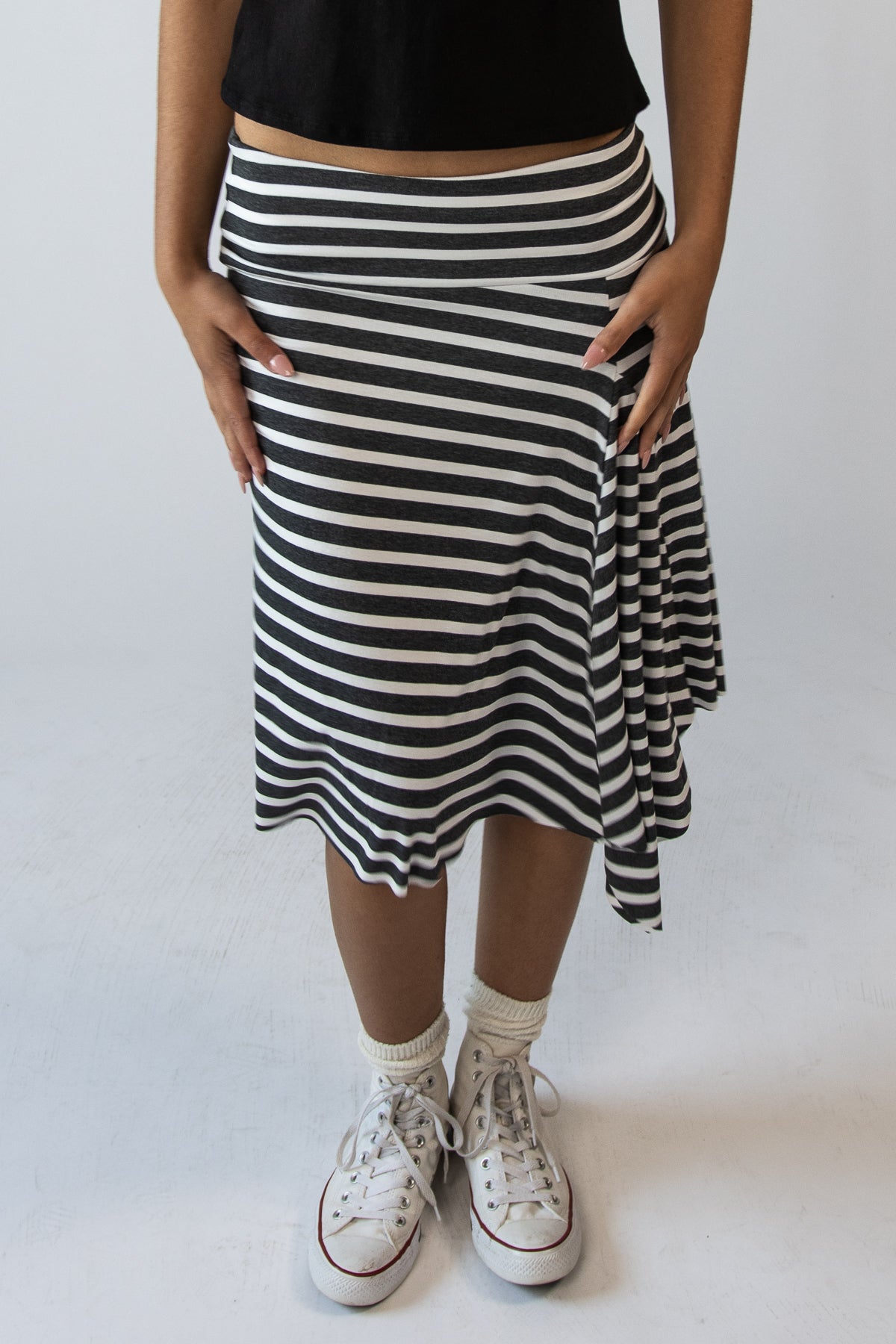 Asymmetrical Stripe Midi Skirt