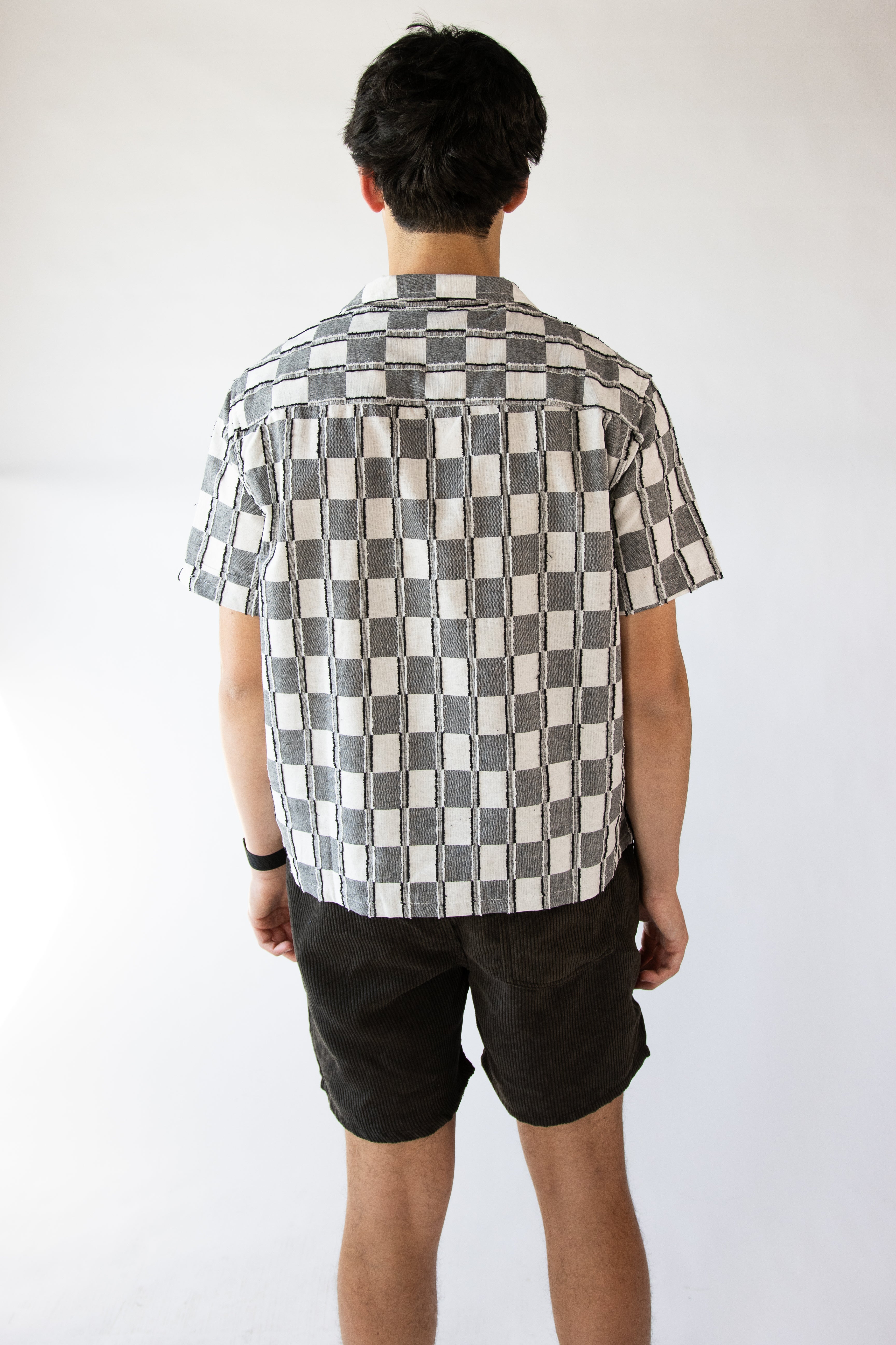 Checkered Crop Fit Button Up Shirt