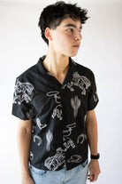 Embroidered Cowboy Crop Fit Button Up Shirt