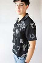 Embroidered Cowboy Crop Fit Button Up Shirt