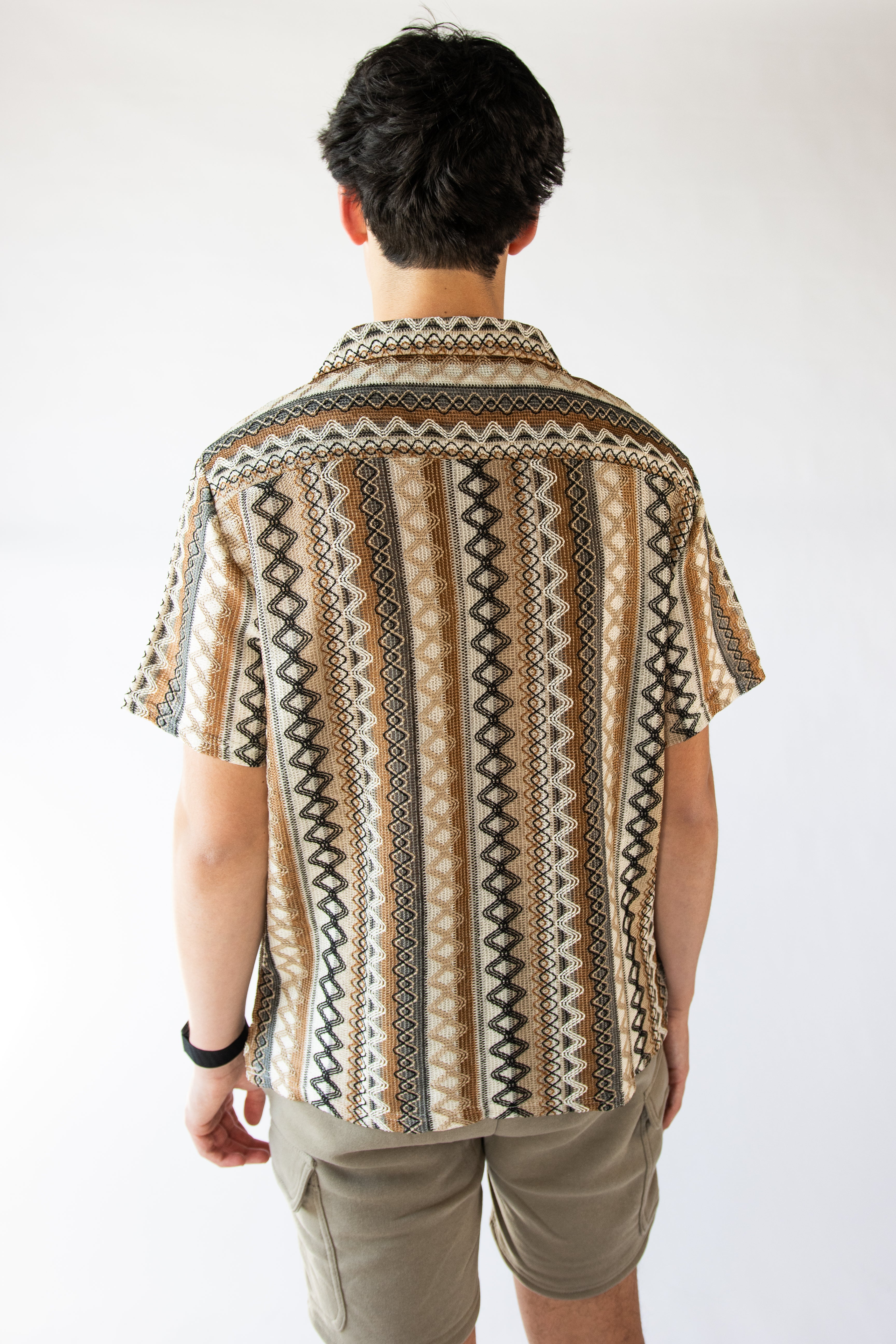 Zig Zag Woven Button Up Shirt