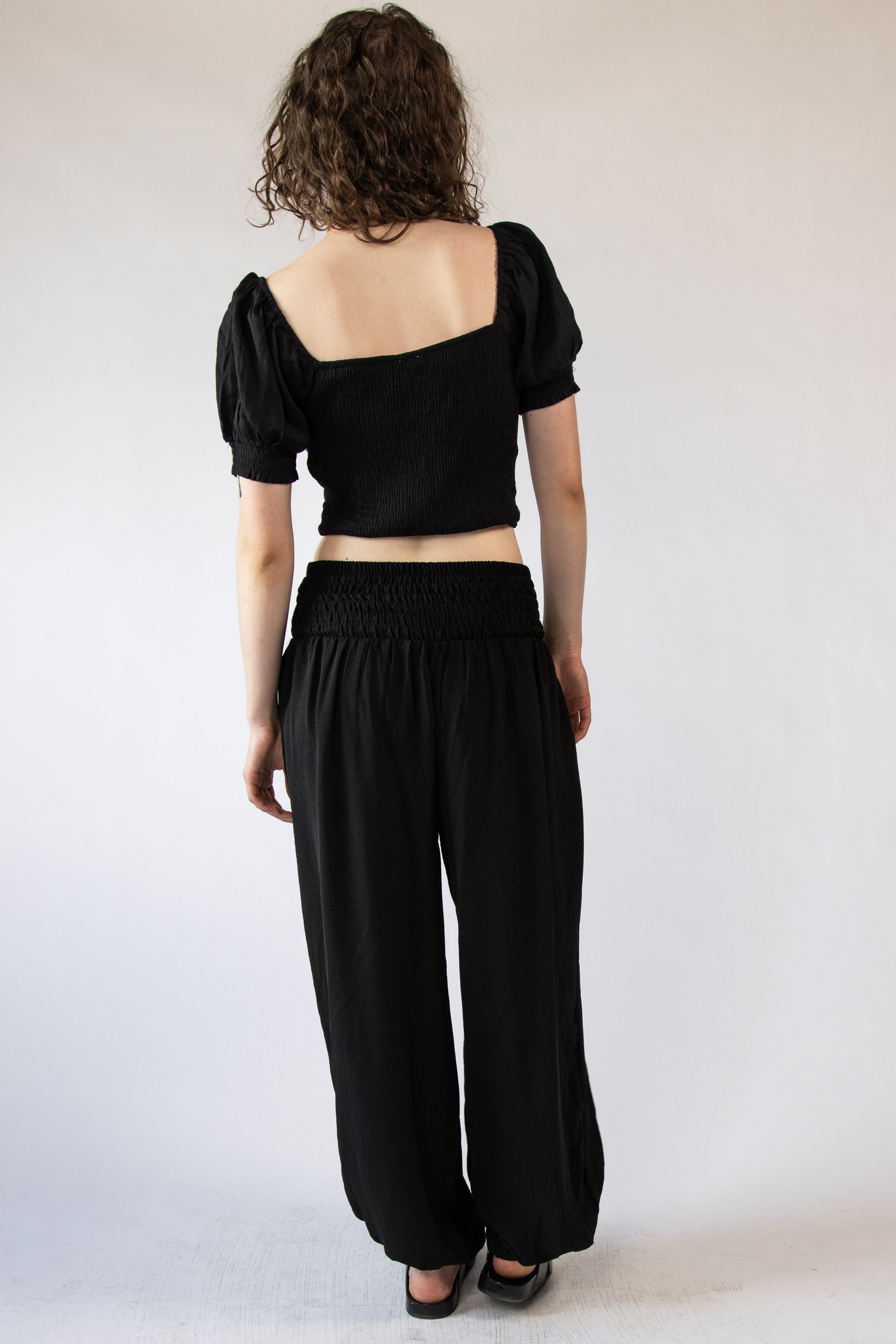 Shirred Waist Balloon Pants