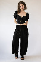 Shirred Waist Balloon Pants