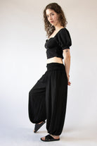 Shirred Waist Balloon Pants