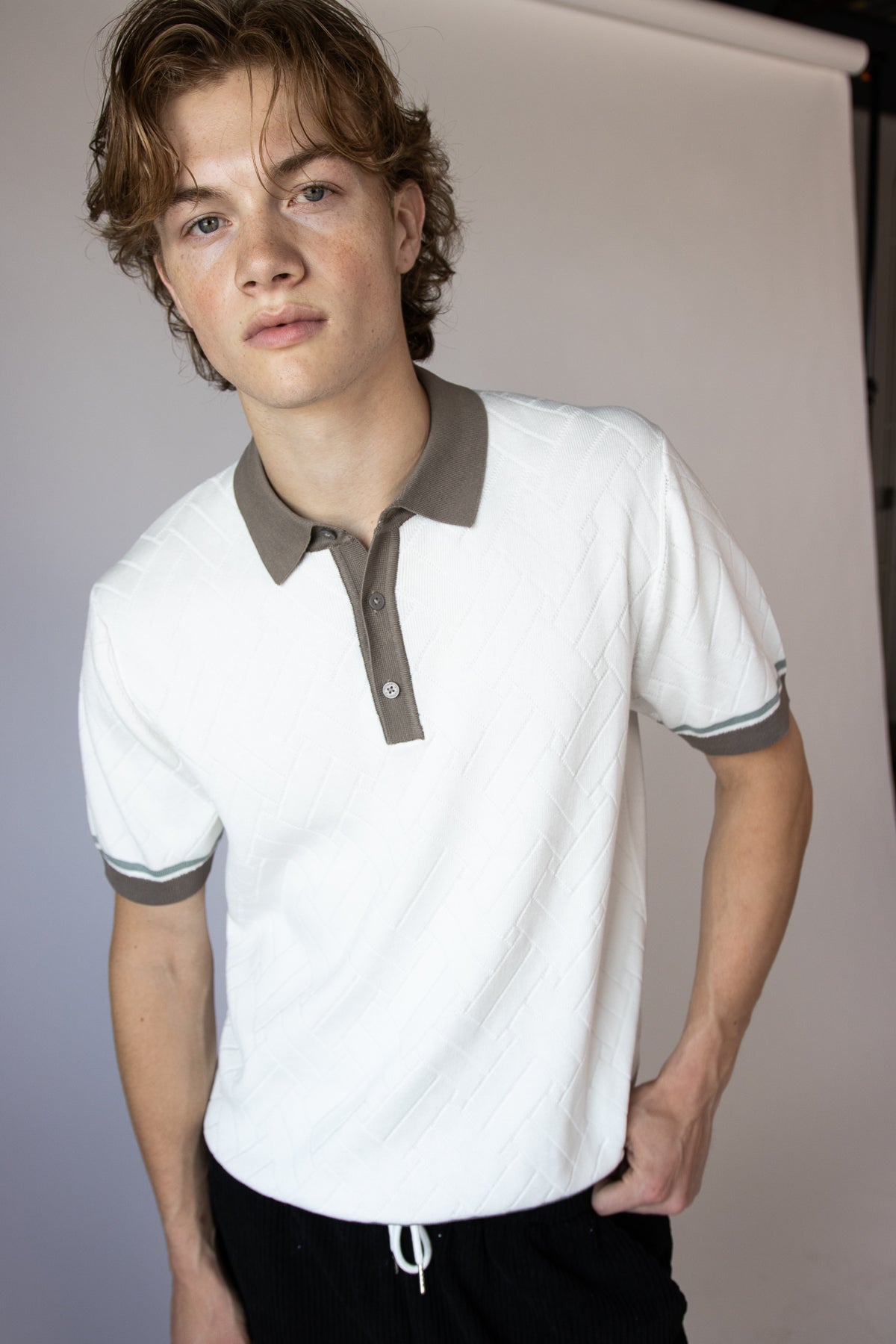 Basket Weave Knit Polo
