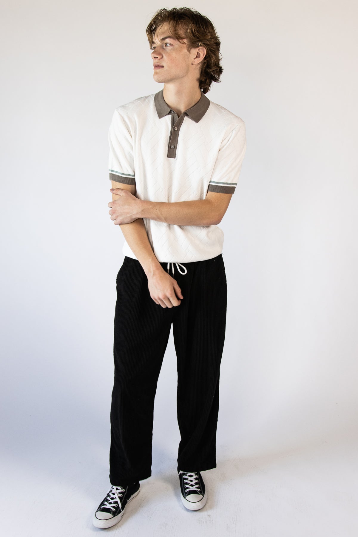 Basket Weave Knit Polo