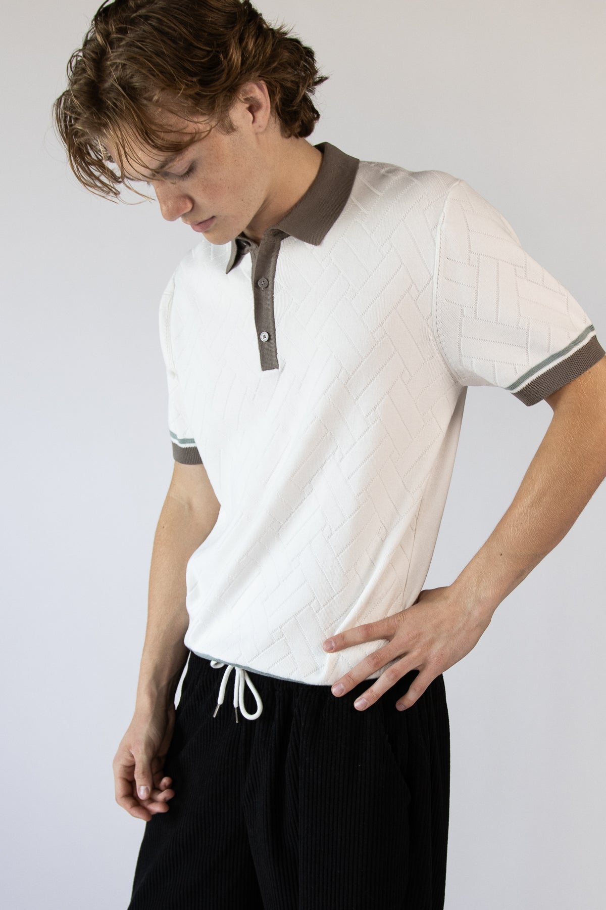 Basket Weave Knit Polo