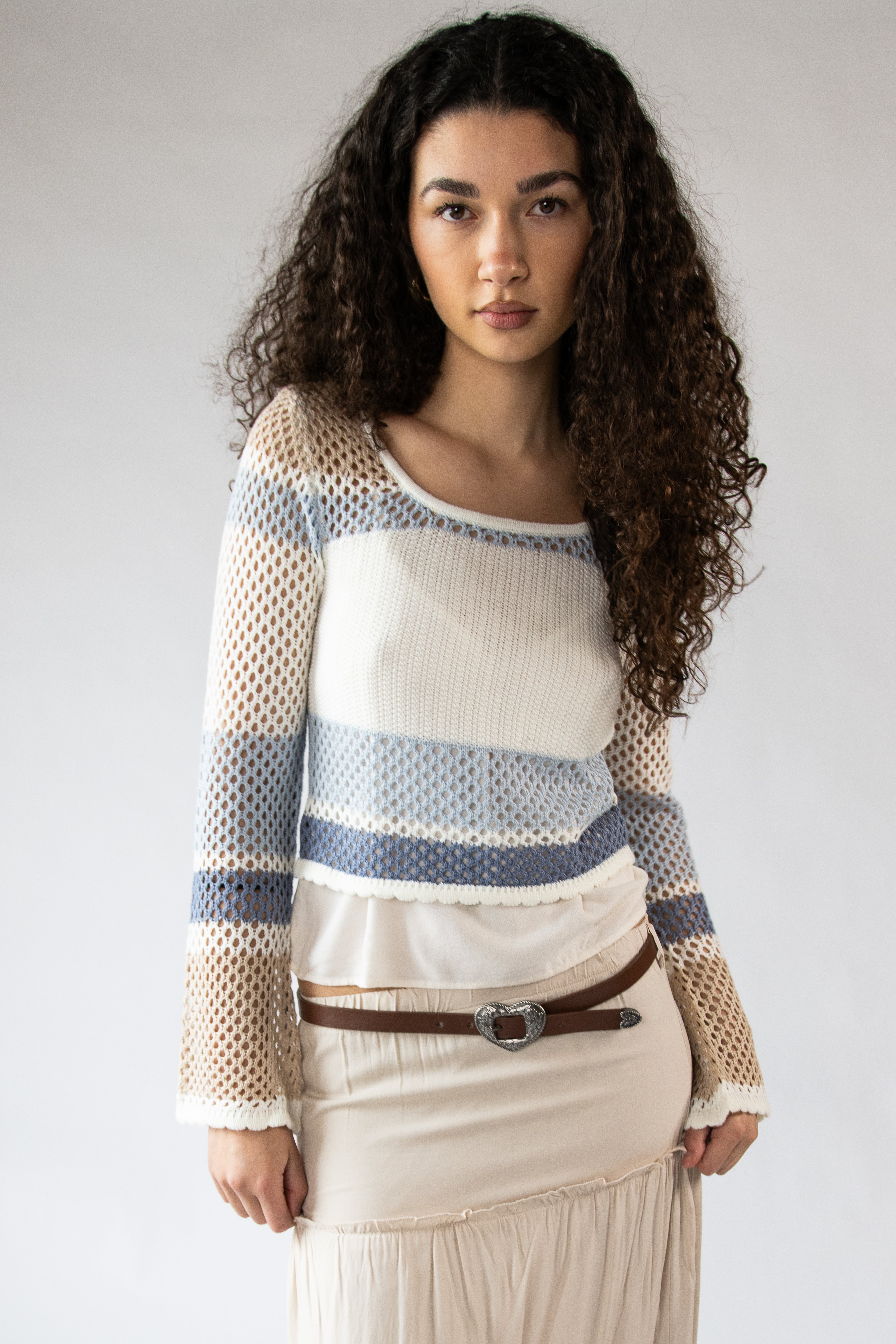 Beachy Stripe Open Knit Sweater