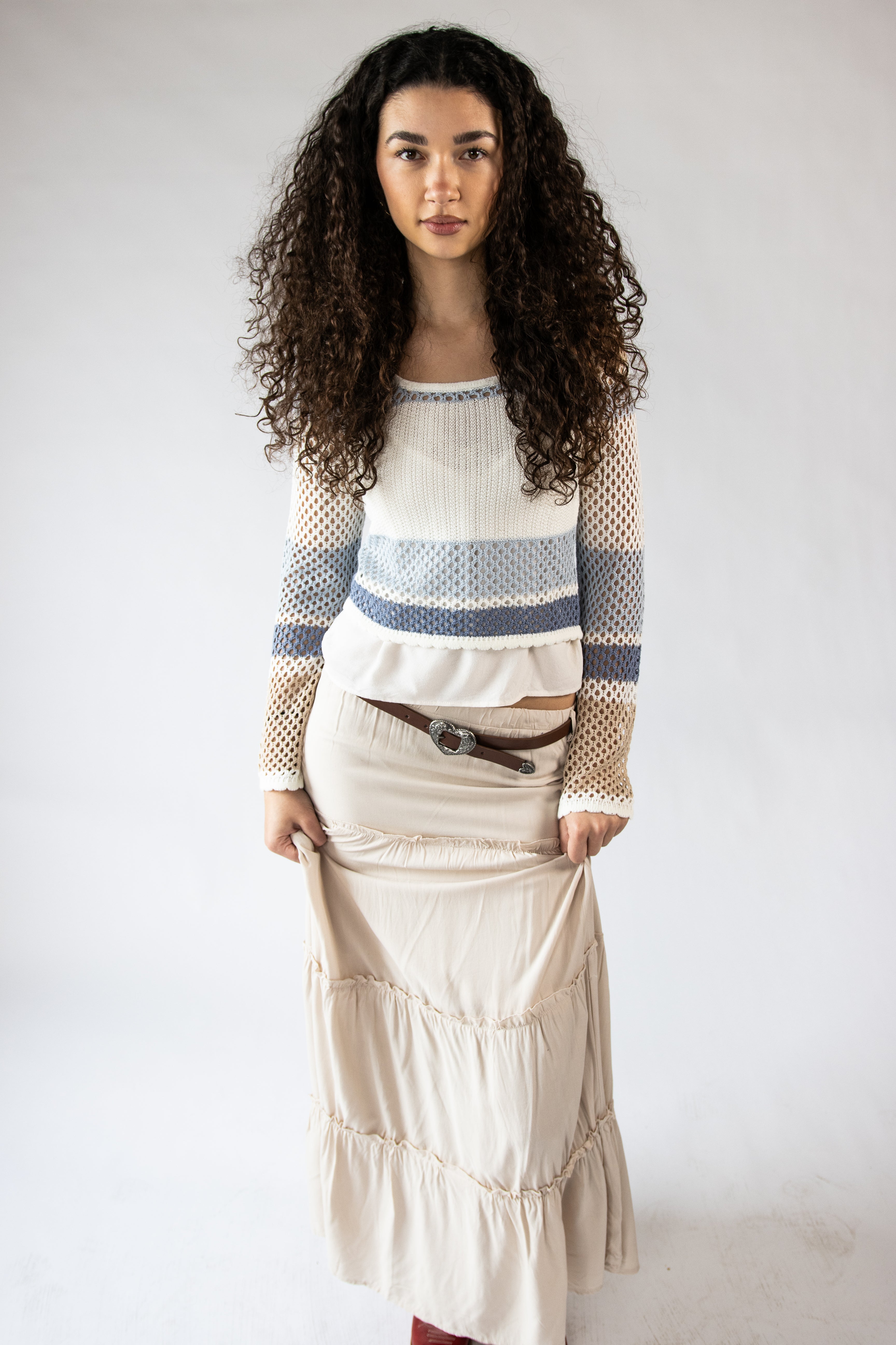 Beachy Stripe Open Knit Sweater