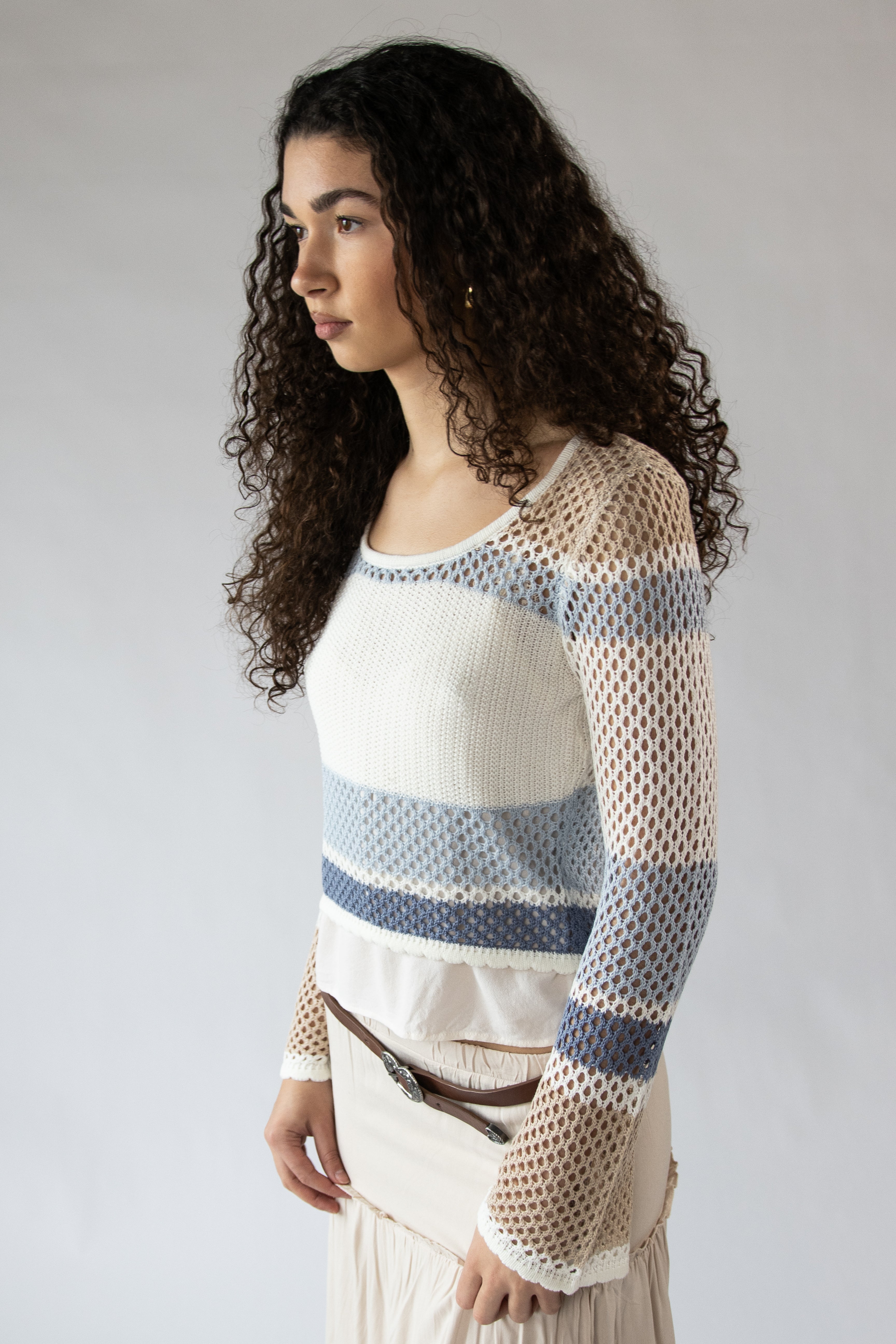 Beachy Stripe Open Knit Sweater