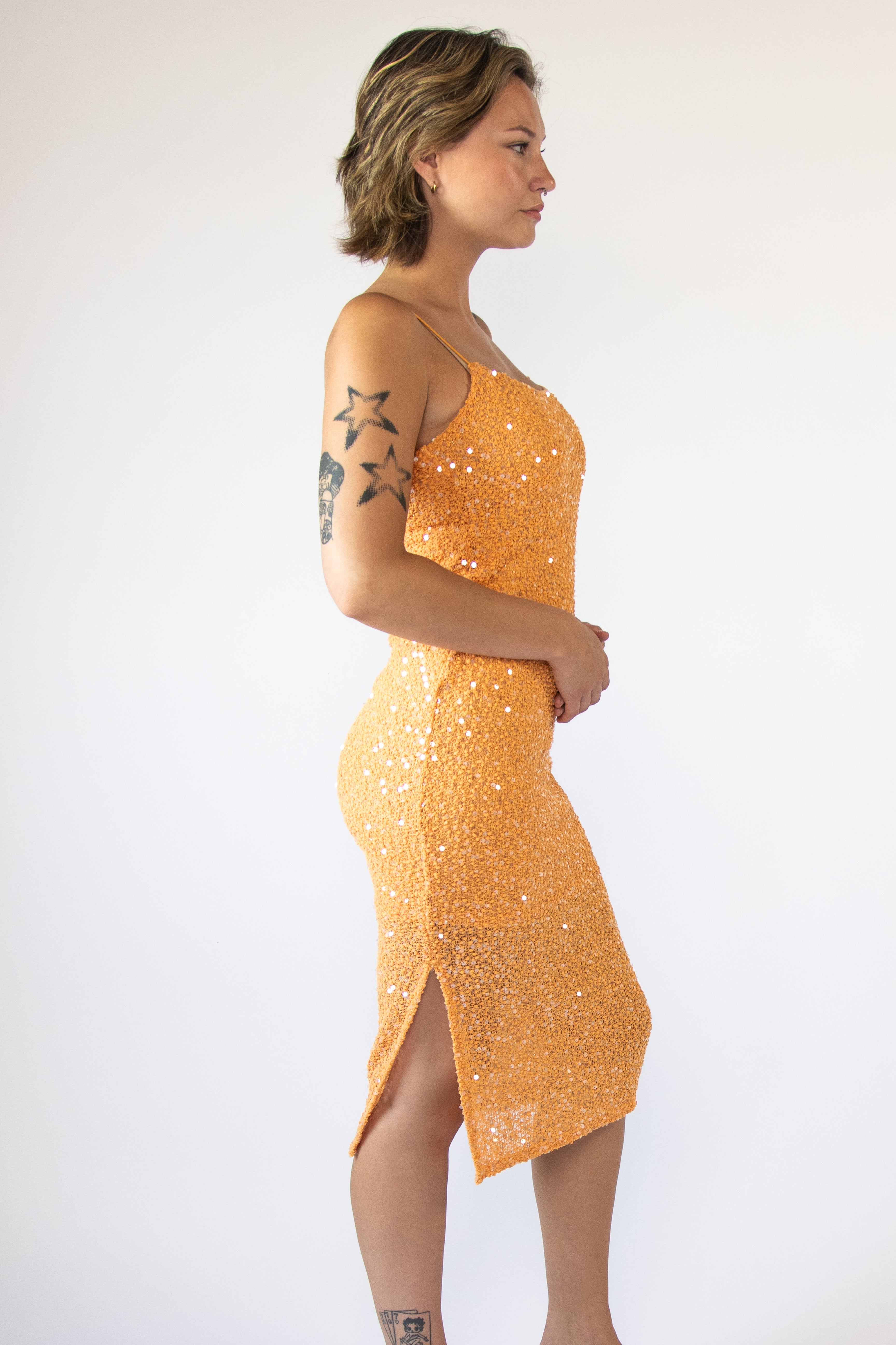 Sequin Boucle Cami Midi Dress