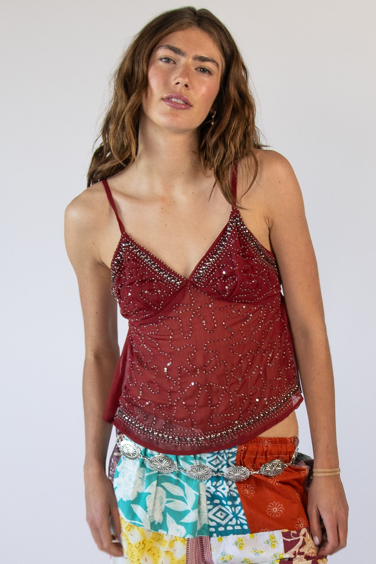 Beaded Chiffon Babydoll Top