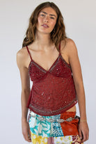 Beaded Chiffon Babydoll Top