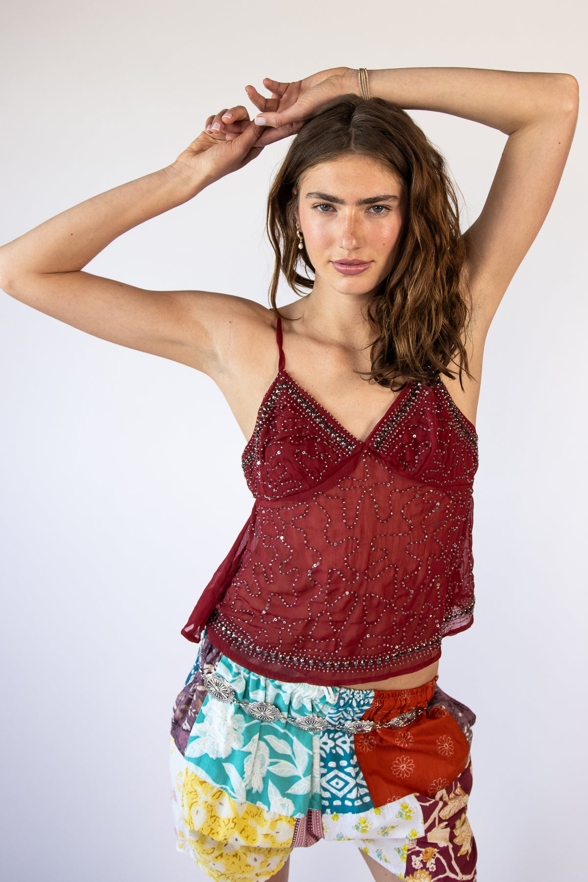 Beaded Chiffon Babydoll Top