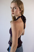 Beaded Halter Smock Waist Tank