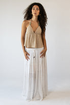 Beaded Ruffle Halter Top