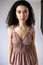 Beaded Tie Straps Maxi Dress