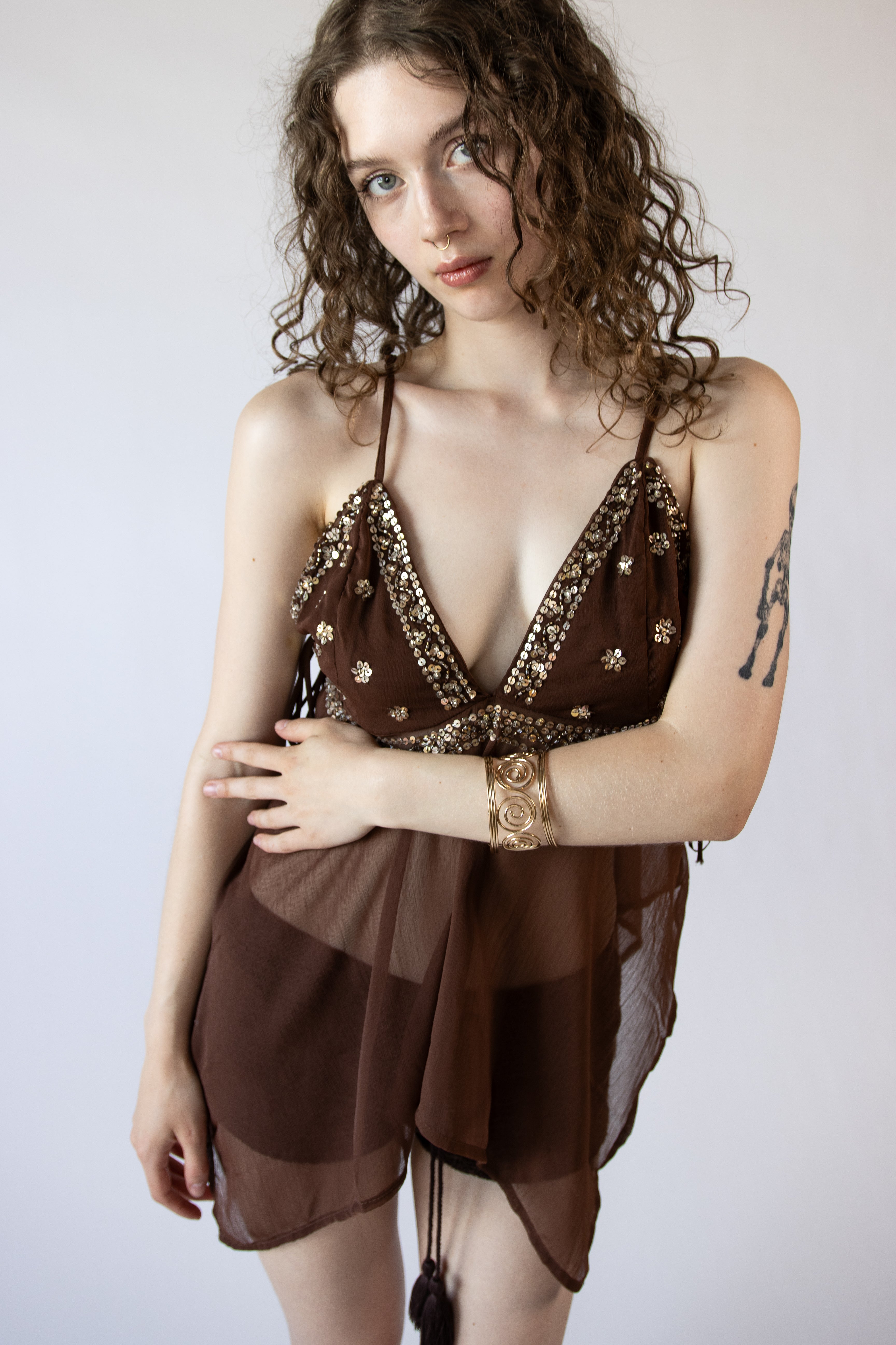 Beaded Sequin Scarf Top