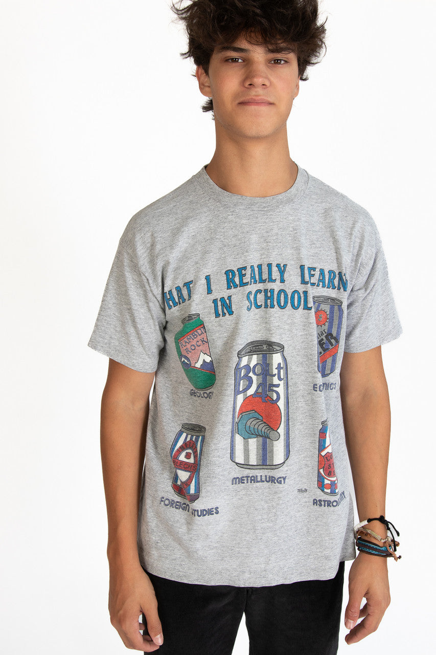Vintage "What I Really Learned In School" Beer Puns T-Shirt