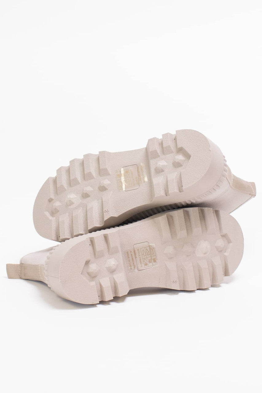 Beige Canvas Platform Boots
