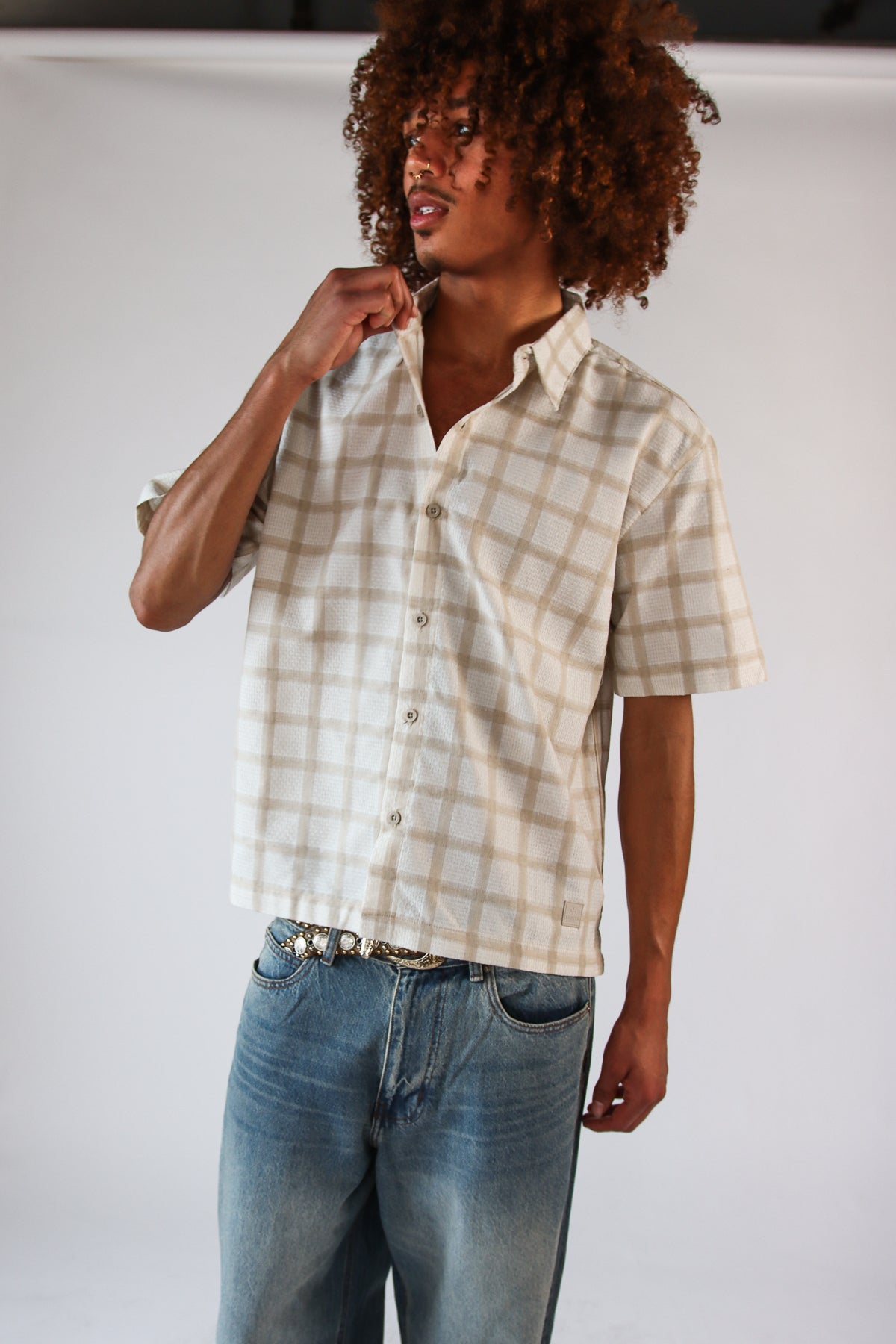 Checker Plaid Button Up Shirt