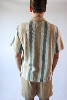Striped Open Weave Button Up Shirt