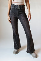 Belted Flare Brown Wash