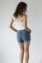 Belted Denim Micro Shorts