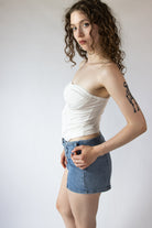 Belted Denim Micro Shorts
