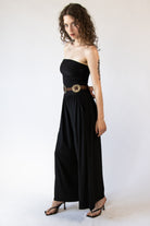 Belted Tube Top Wide Leg Jumpsuit