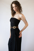 Belted Tube Top Wide Leg Jumpsuit