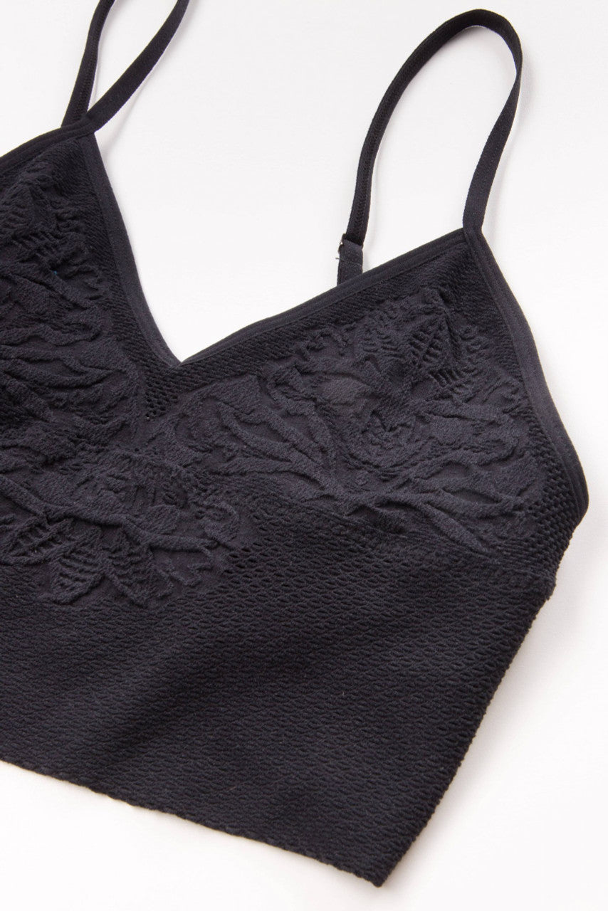 Black Jacquard Seamless Bralette