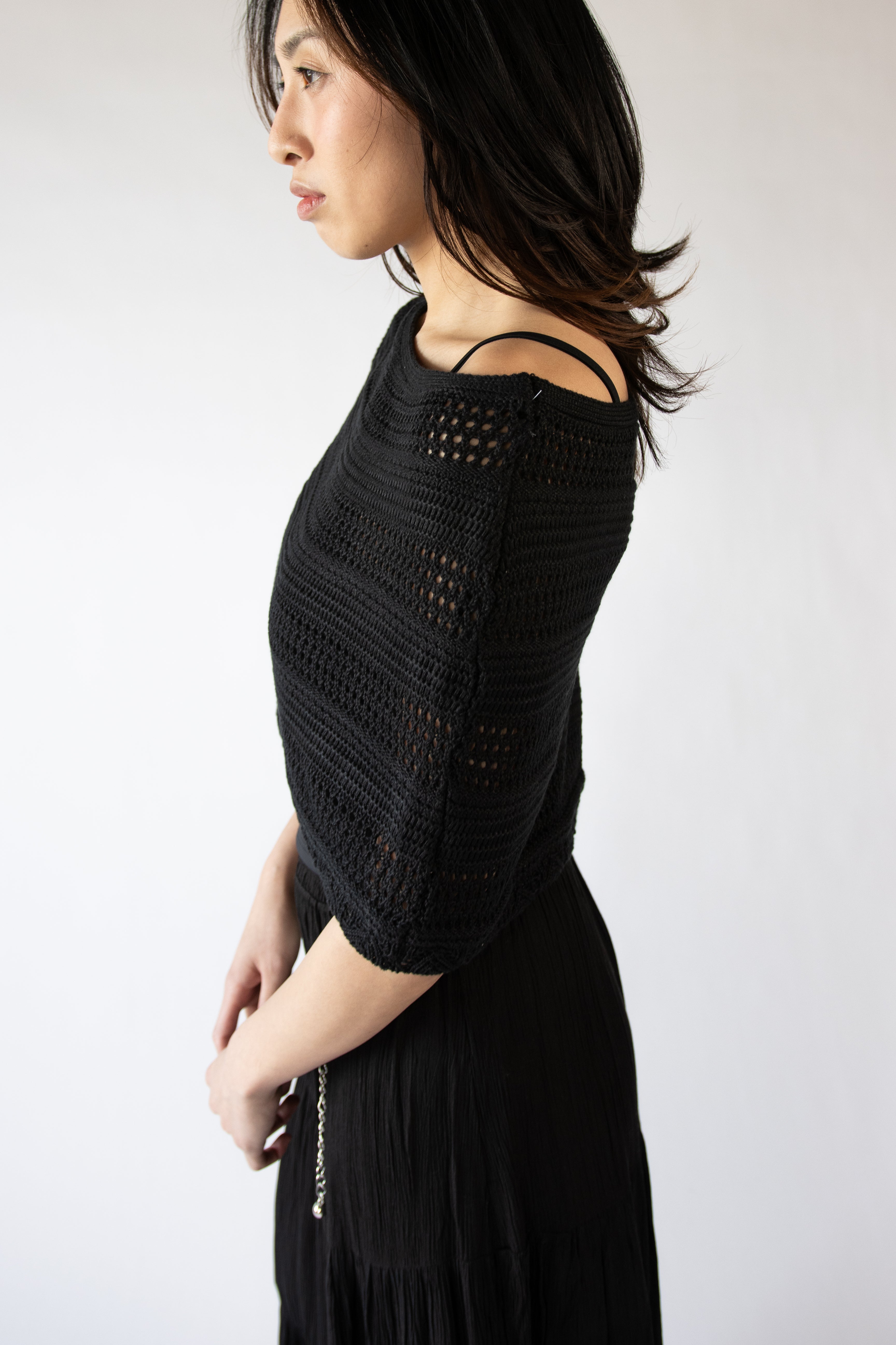 Mixed Knit Sweater Poncho