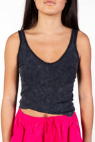Black Mineral Wash Ribbed Tank
