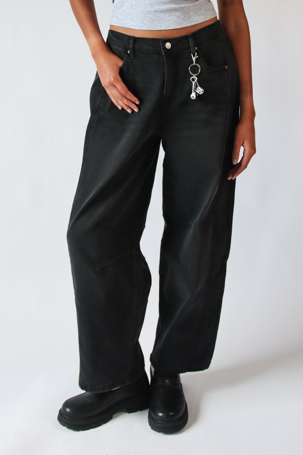 Black Barrel Jean with charm