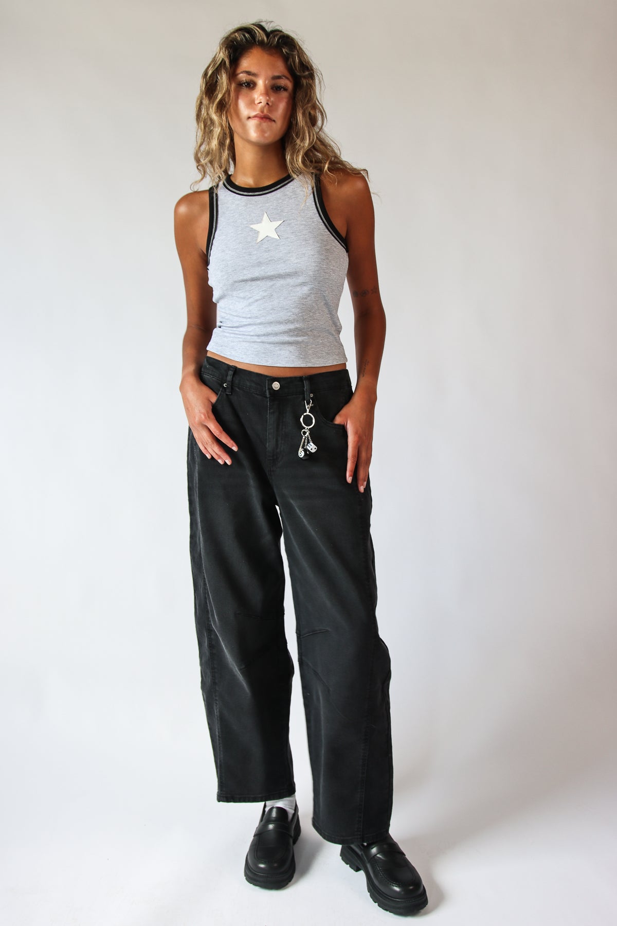 Black Barrel Jean with charm