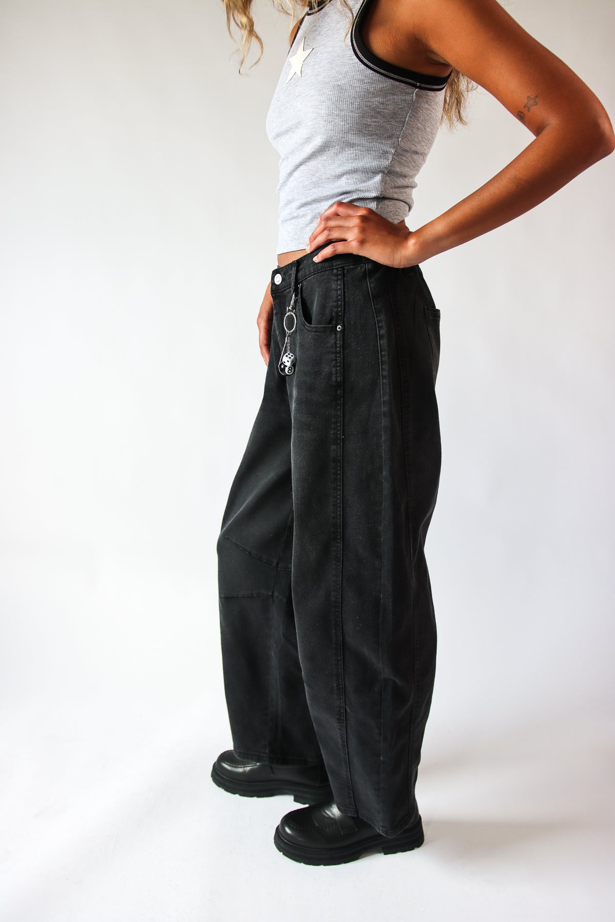 Black Barrel Jean with charm