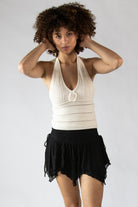 Hanky Hem Layered Mesh Mini Skort