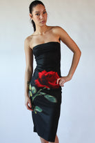 Rose Graphic Mesh Midi Tube Dress