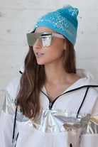 Flashing Snowflake Pom Beanie