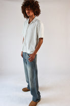 Boucle Stripe Textured Button Up Shirt