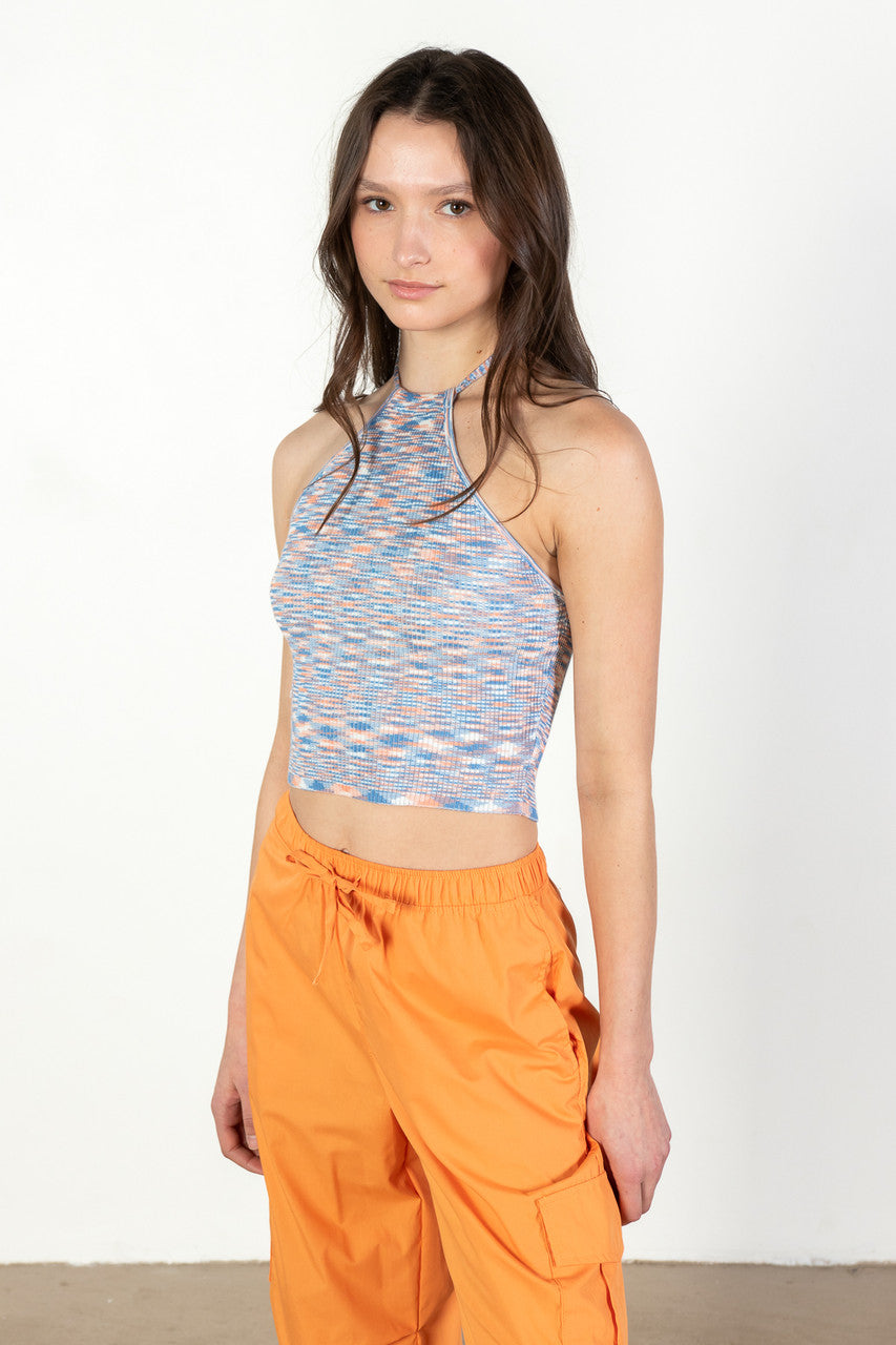 Blue Iris Space Dye Knit Halter Top
