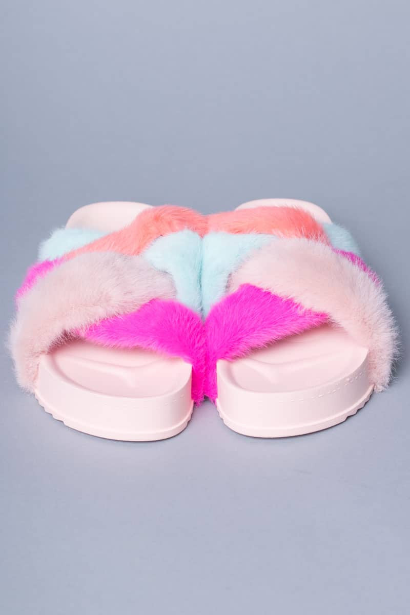 Blush Furry House Slides
