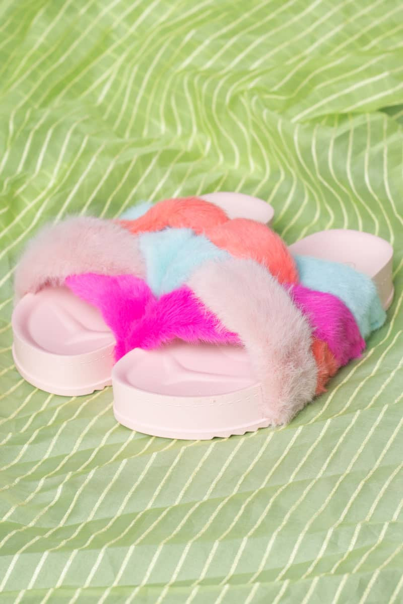 Blush Furry House Slides