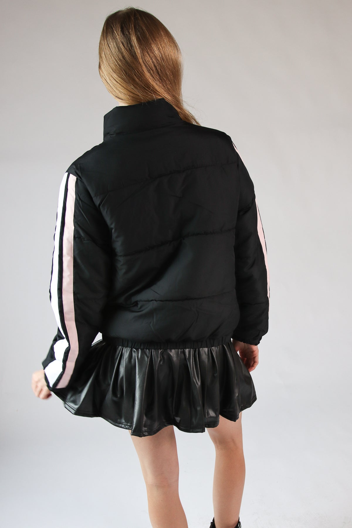 Bow Stripe Puffer Jacket