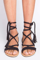 Black Braid Wrap Gladiator Sandal