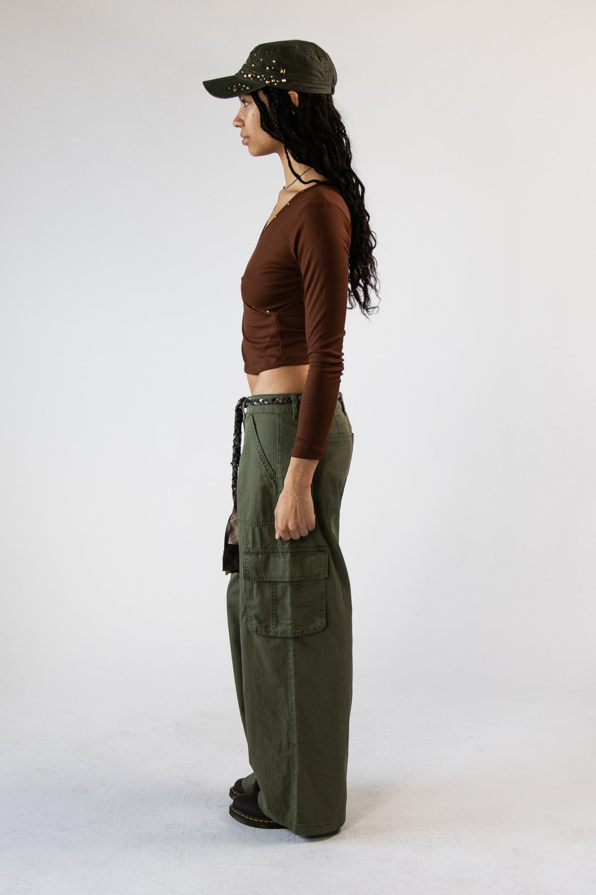 Braided Belt Baggy Cargo Pants