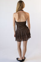 Brown Dot Halter Dress With Shorts