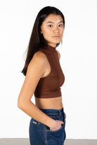 Brown Mock Neck Crop Tank